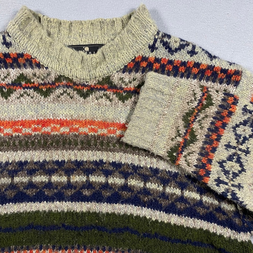 VTG Consensus Sportswear Mens XL Fair Isle Knit Sweater Multicolor Wool Blend